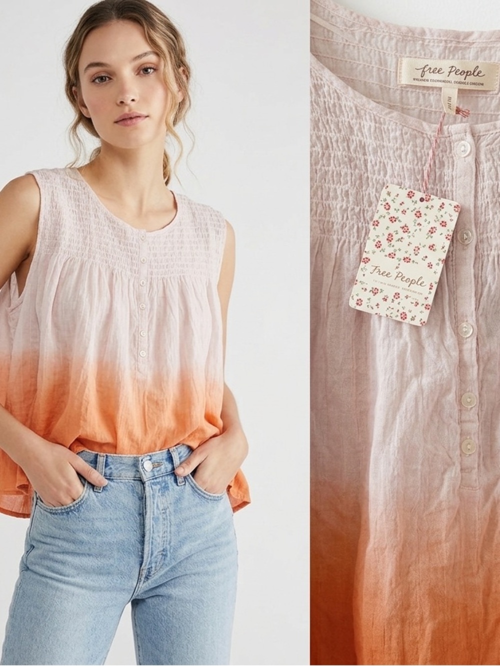 FREE PEOPLE  Little Bit of Ombré Shirt Sz med, NWT
